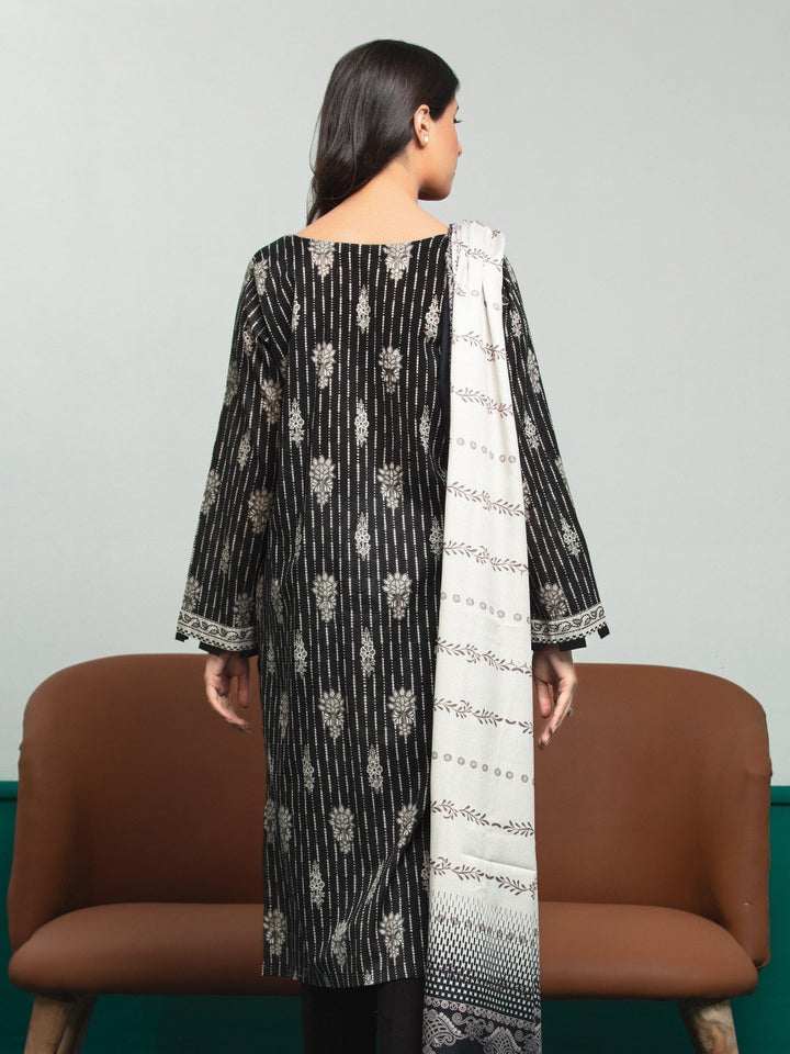 EWU23A3S-27628-3P Unstitched Black Printed Khaddar 3 Piece