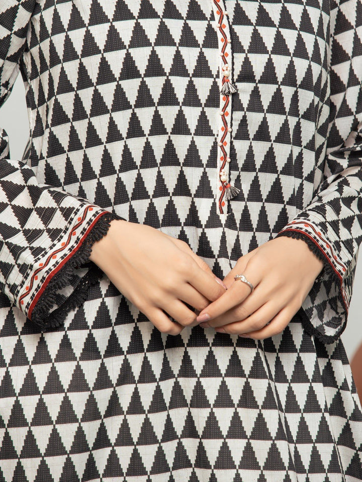 EWU23A3S-27636-3P Unstitched Black & White Printed Khaddar 3 Piece