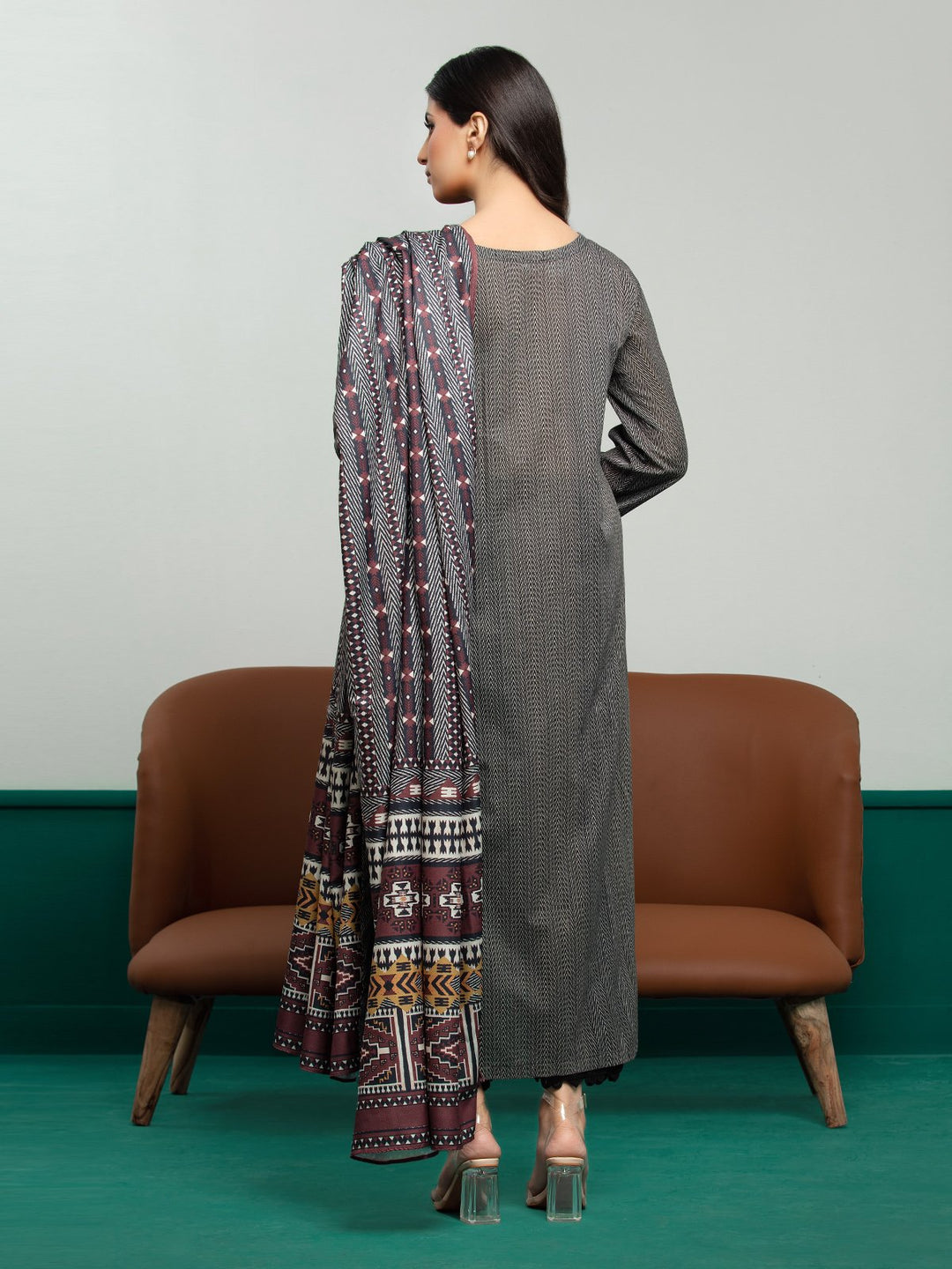 EWU23A3S-27643-3P Unstitched Black & White Printed Khaddar 3 Piece