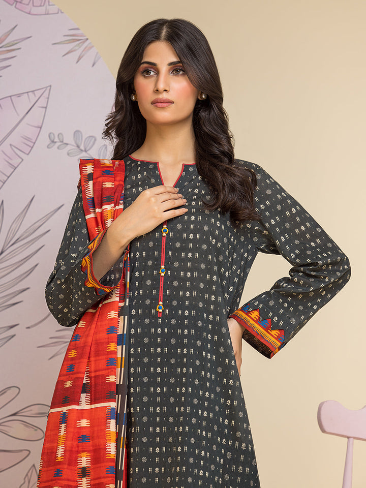 EWU24A1-26126-3P Unstitched Charcoal Printed Lawn 3 Piece