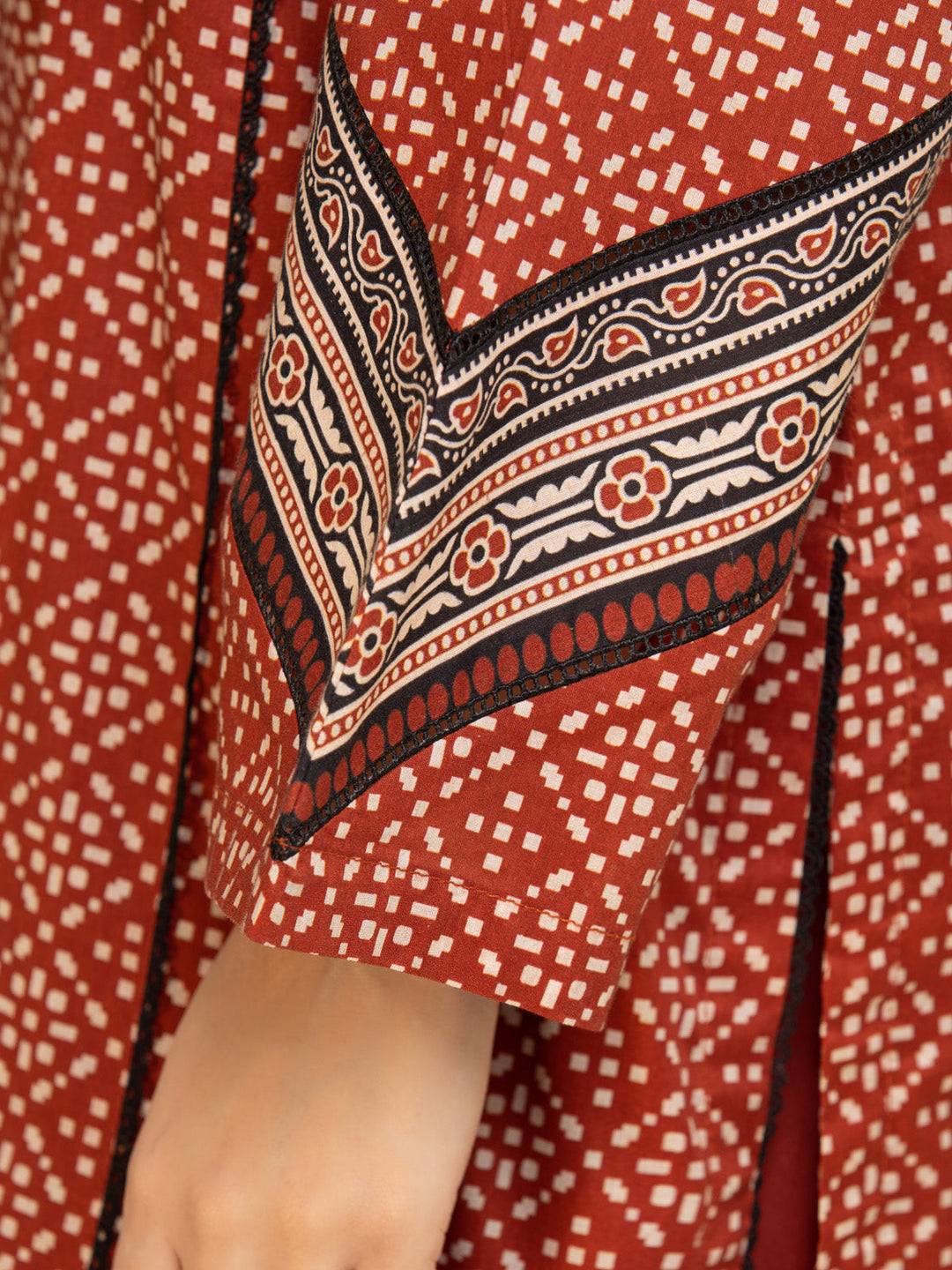 EWU24A1-26249-3P Unstitched Dark Rust Printed Lawn 3 Piece