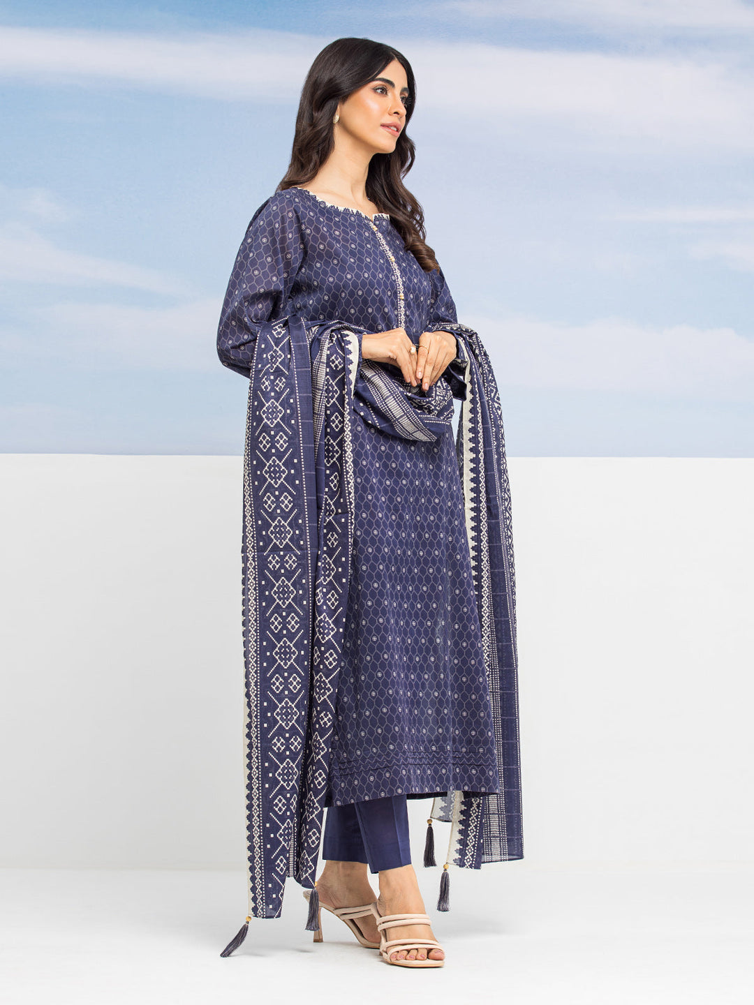 EWU24A1-28011-3P Unstitched Navy Blue Printed Lawn 3 Piece