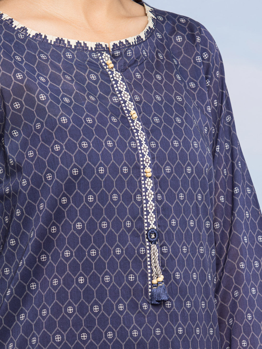 EWU24A1-28011-3P Unstitched Navy Blue Printed Lawn 3 Piece