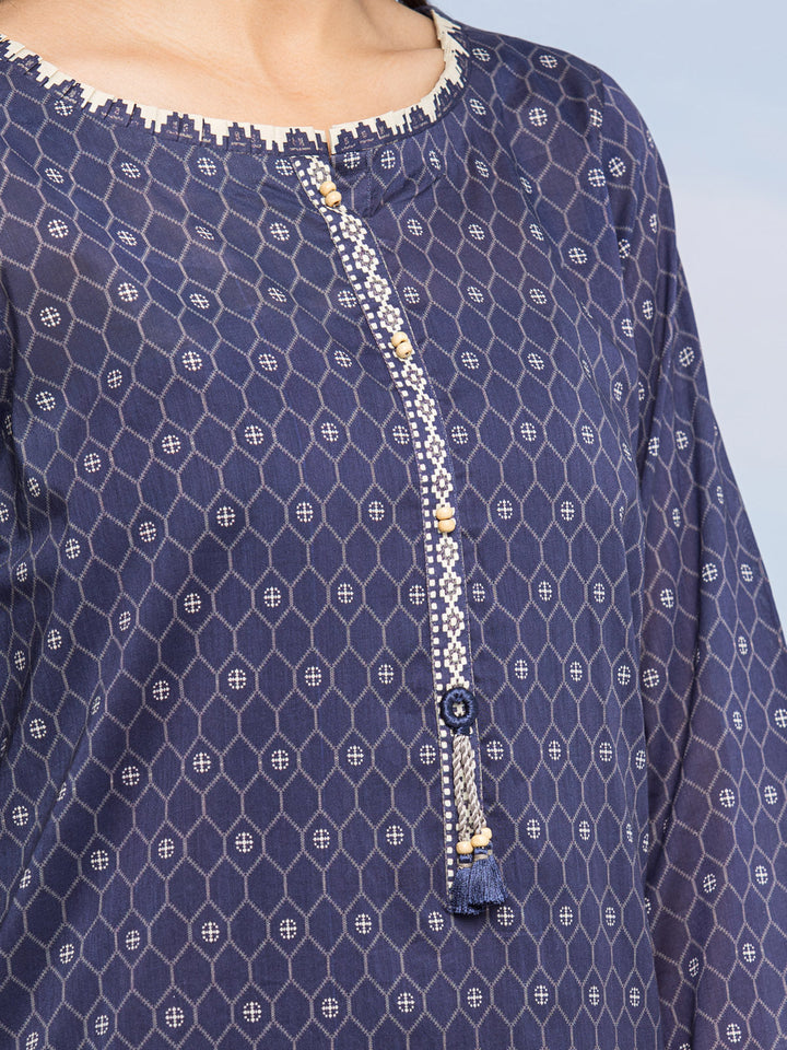 EWU24A1-28011-3P Unstitched Navy Blue Printed Lawn 3 Piece