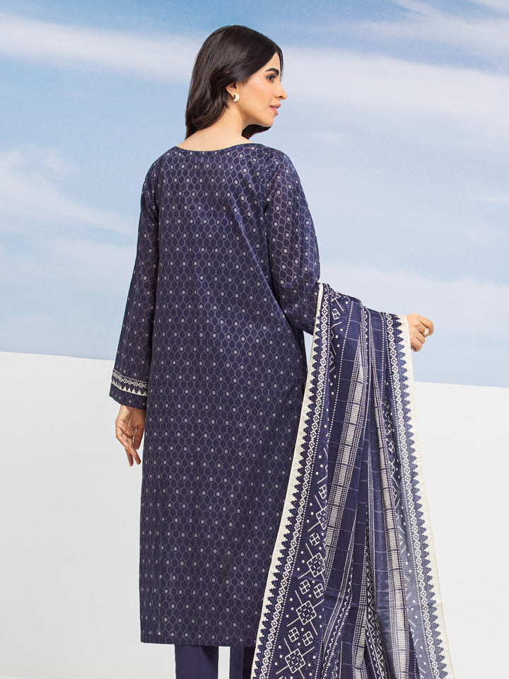 EWU24A1-28011-3P Unstitched Navy Blue Printed Lawn 3 Piece