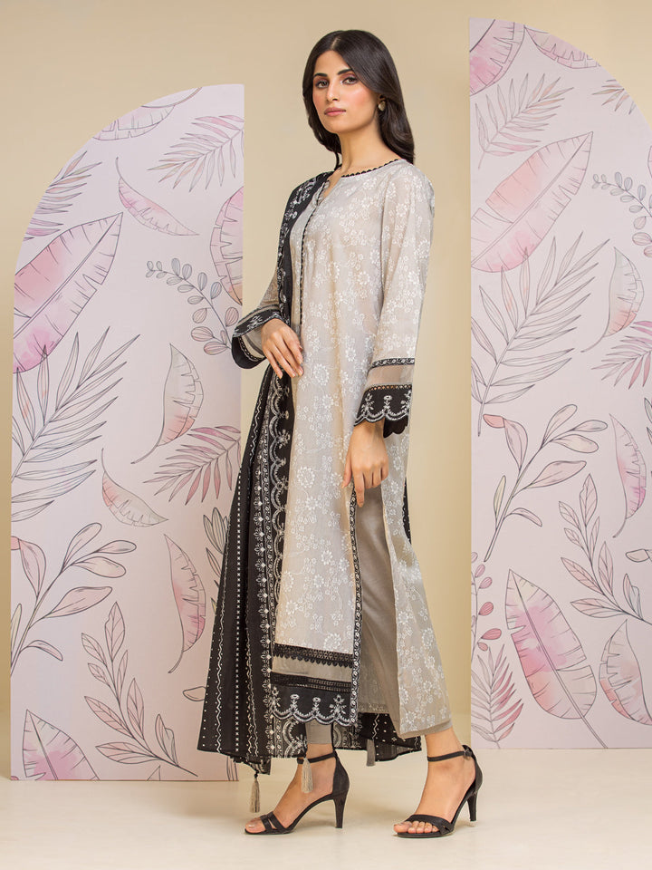 EWU24A1-28018-3P Unstitched Grey Printed Lawn 3 Piece