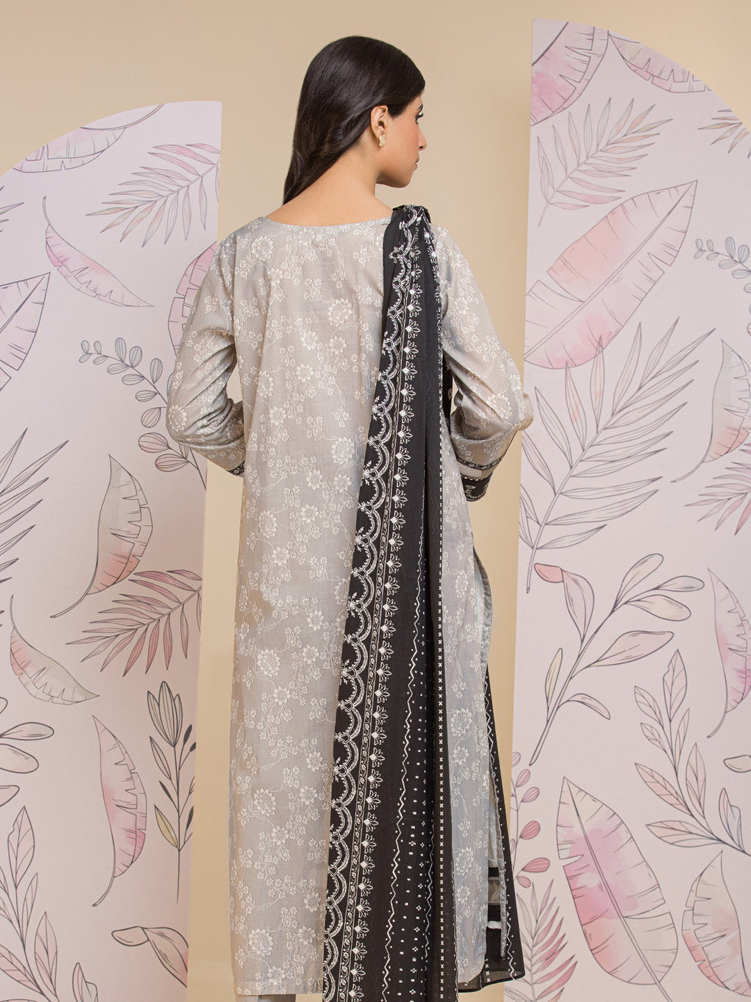 EWU24A1-28018-3P Unstitched Grey Printed Lawn 3 Piece