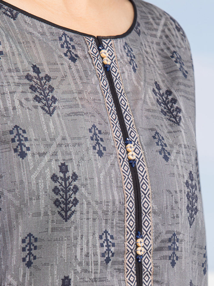 EWU24A1-28041-3P Unstitched Dark Grey Printed Lawn 3 Piece