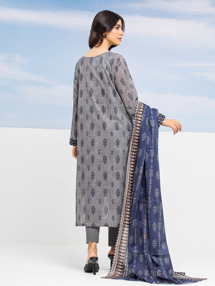 EWU24A1-28041-3P Unstitched Dark Grey Printed Lawn 3 Piece