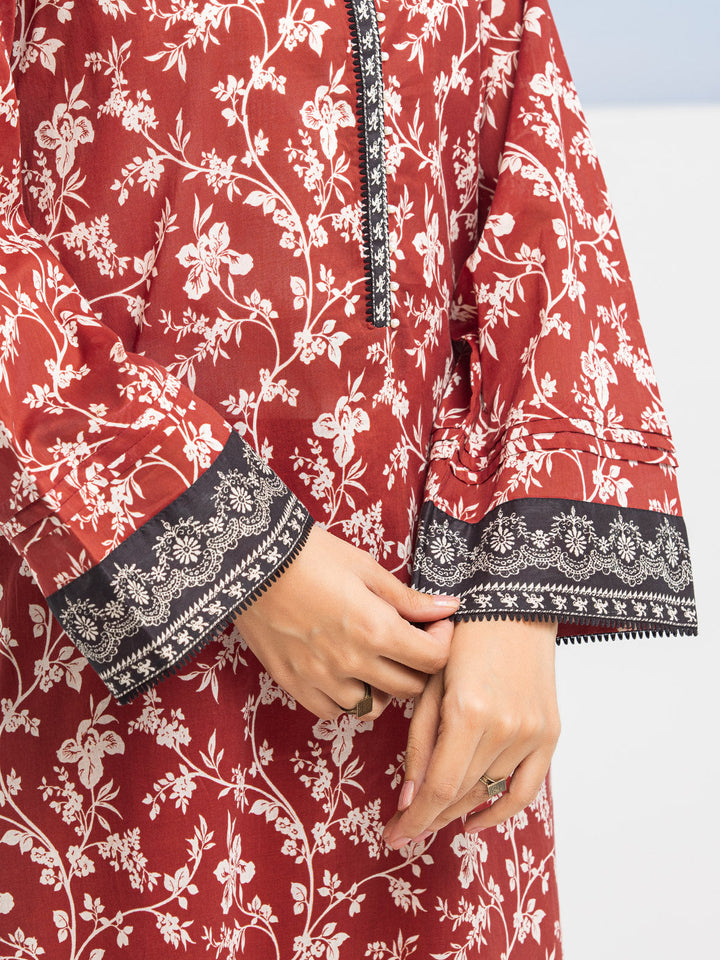 EWU24A1-28047-3P Unstitched Dark Rust Printed Lawn 3 Piece
