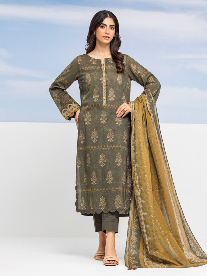 EWU24A1-28194-3P Unstitched Mehndi Printed Lawn 3 Piece