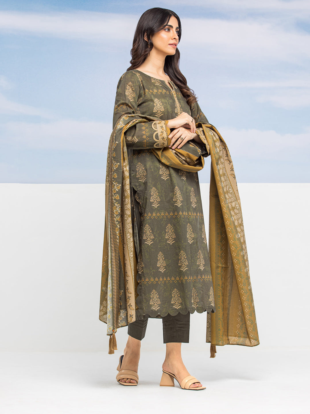 EWU24A1-28194-3P Unstitched Mehndi Printed Lawn 3 Piece