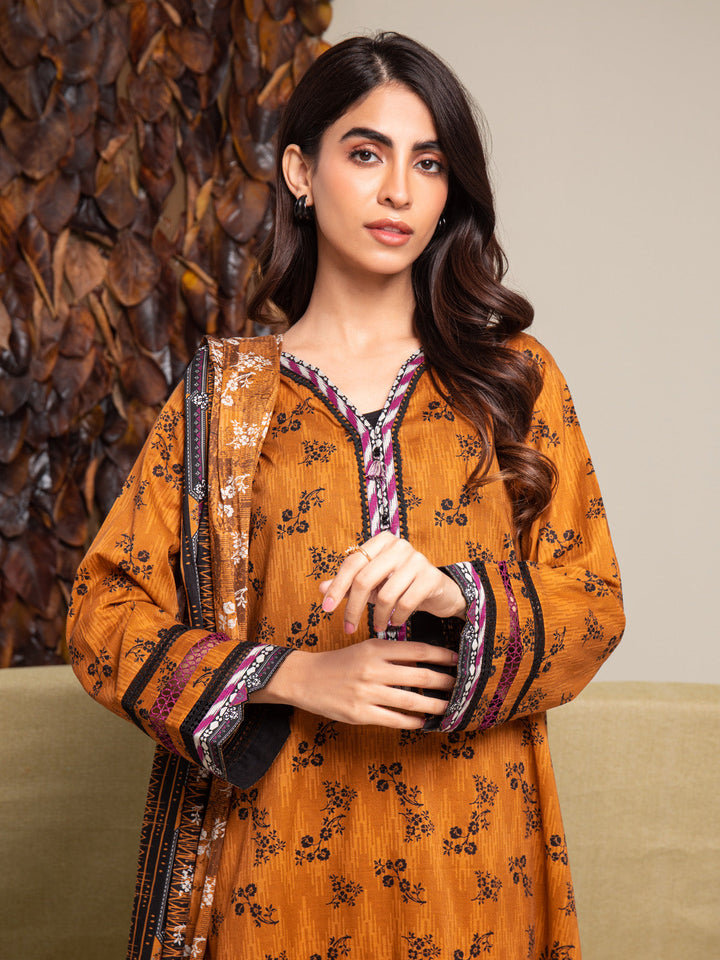 EWU24A2-27288-3P Unstitched Mustard Printed Cambric 3 Piece
