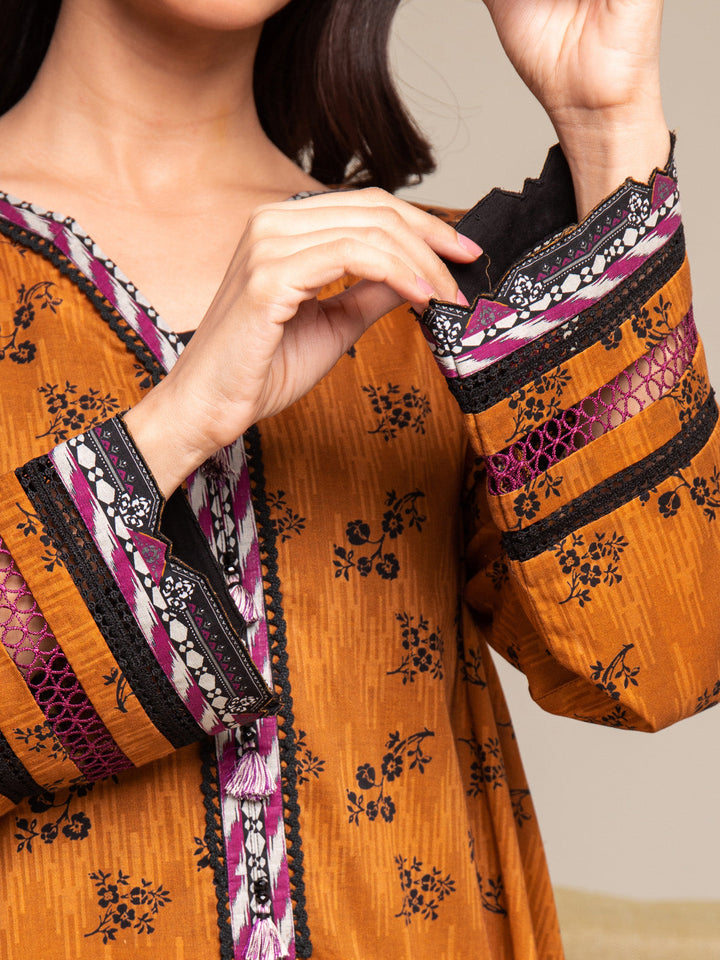EWU24A2-27288-3P Unstitched Mustard Printed Cambric 3 Piece