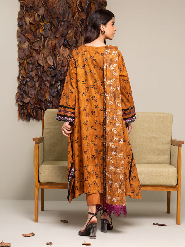 EWU24A2-27288-3P Unstitched Mustard Printed Cambric 3 Piece