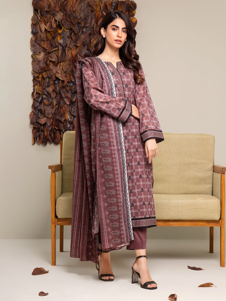 EWU24A2-27289-3P Unstitched Tea Rose Printed Cambric 3 Piece