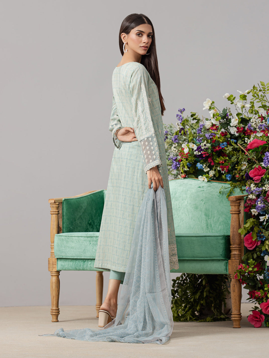 EWU22V1-26502 Unstitched Mist Blue Embroidered Lawn 3 Piece