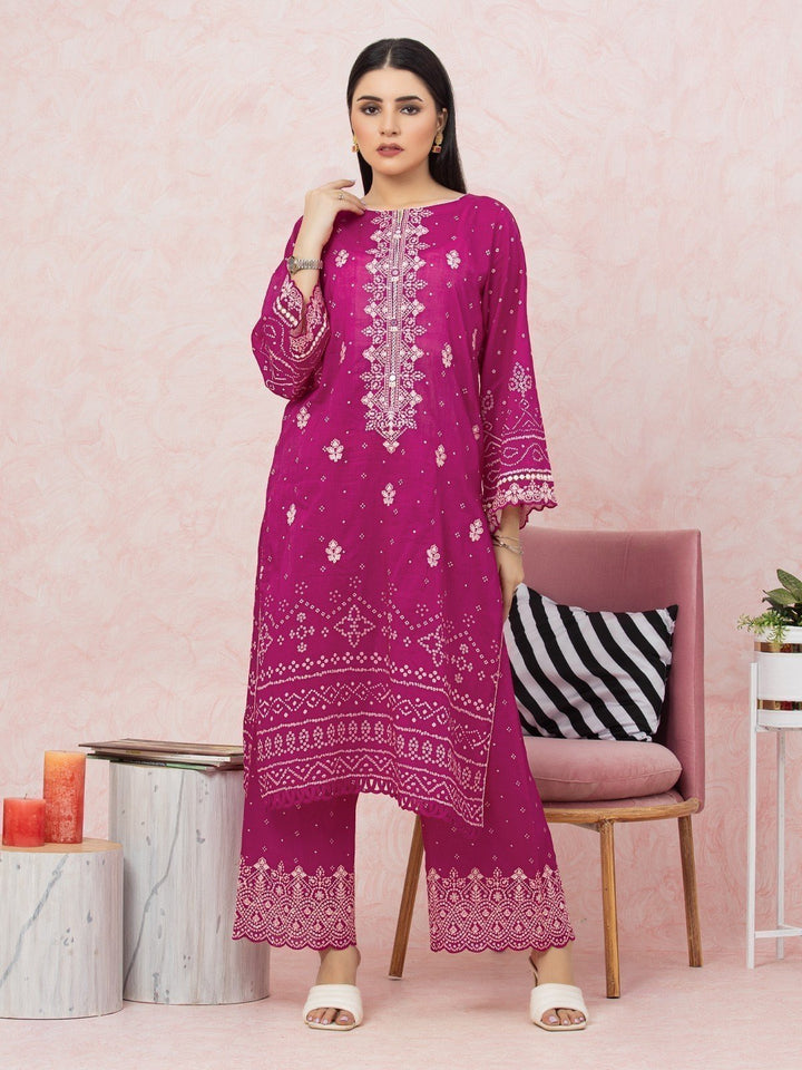 EWU22V1-26536 Unstitched Pink Embroidered Lawn 2 Piece