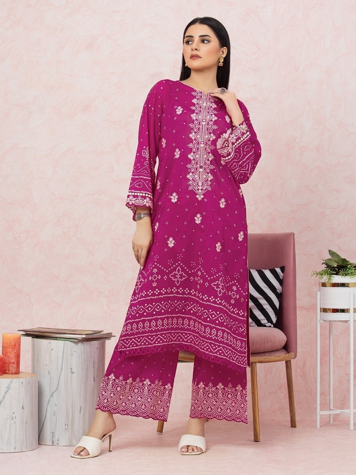EWU22V1-26536 Unstitched Pink Embroidered Lawn 2 Piece