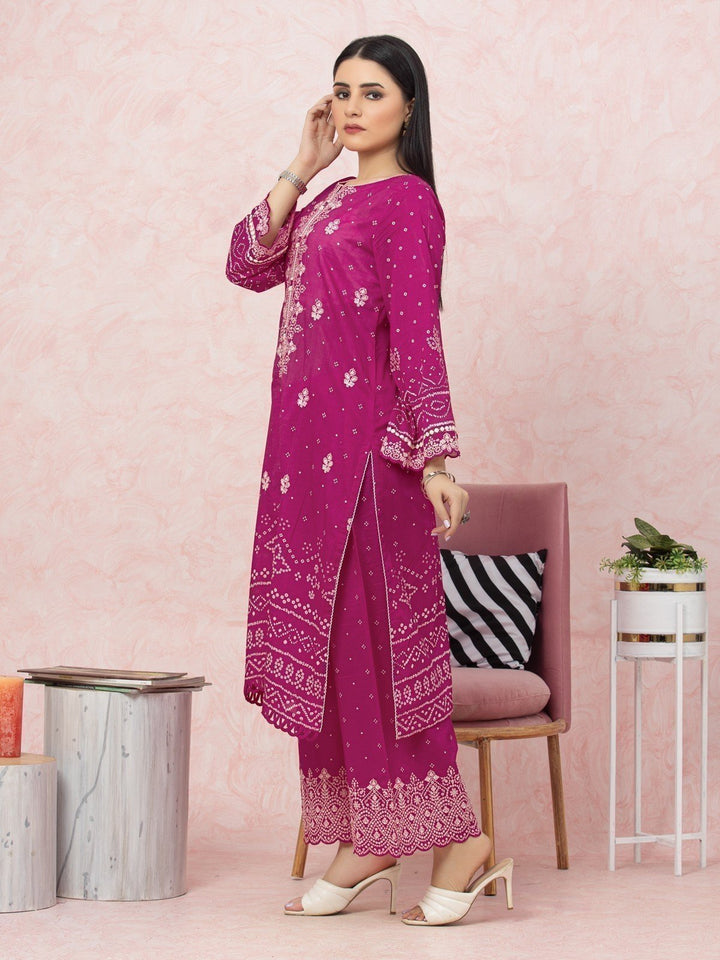 EWU22V1-26536 Unstitched Pink Embroidered Lawn 2 Piece