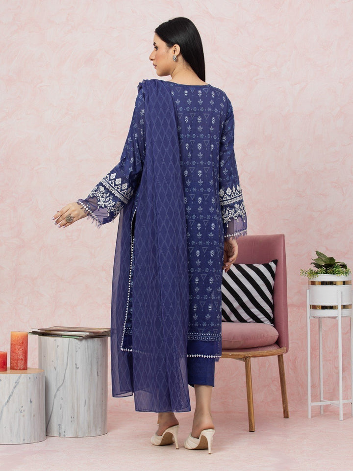 EWU22V1-26540 Unstitched Navy Blue Embroidered Lawn 3 Piece