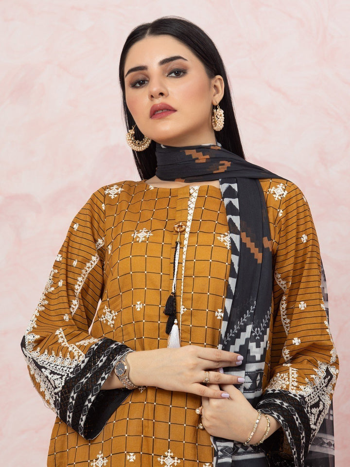 EWU22V1-26547 Unstitched Brown Embroidered Lawn 3 Piece