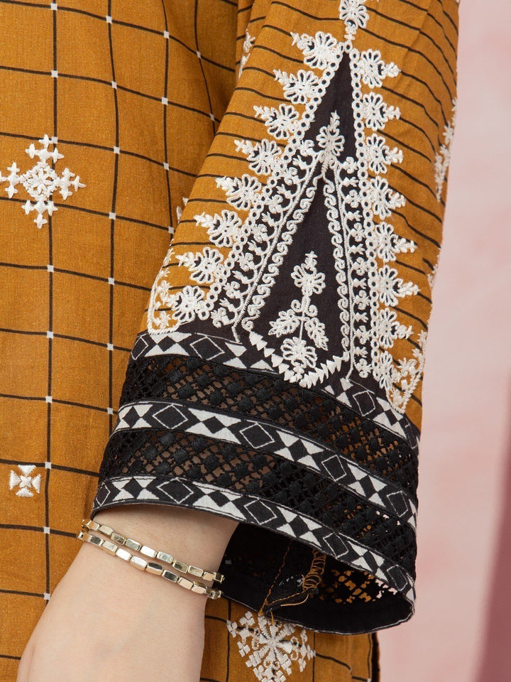 EWU22V1-26547 Unstitched Brown Embroidered Lawn 3 Piece