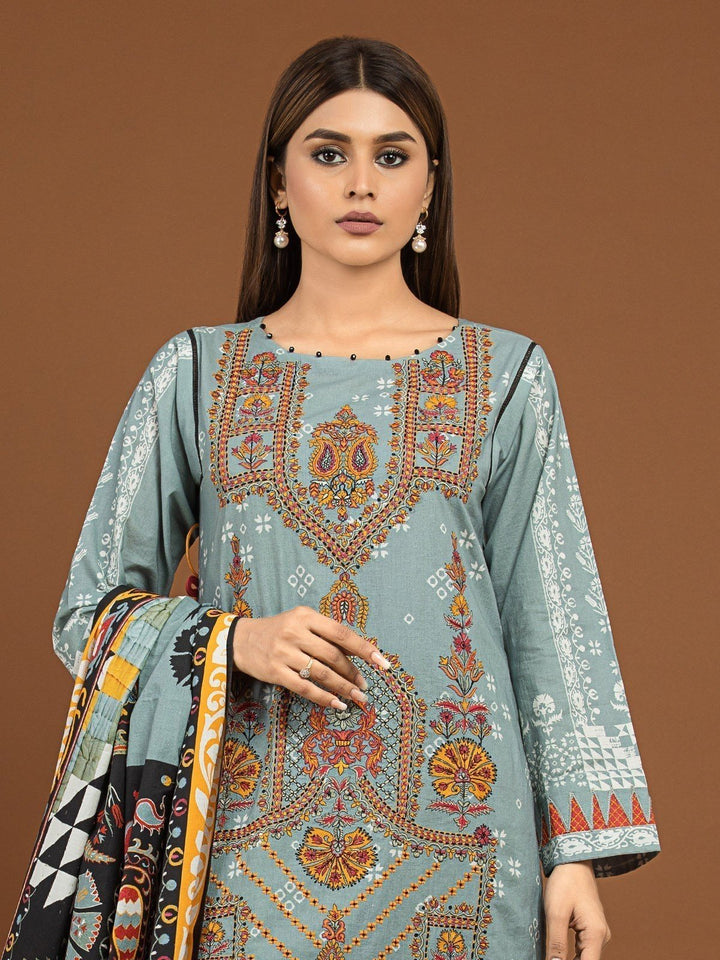 EWU22V13-24031 Unstitched Light Grey Embroidered Viscose 3 Piece