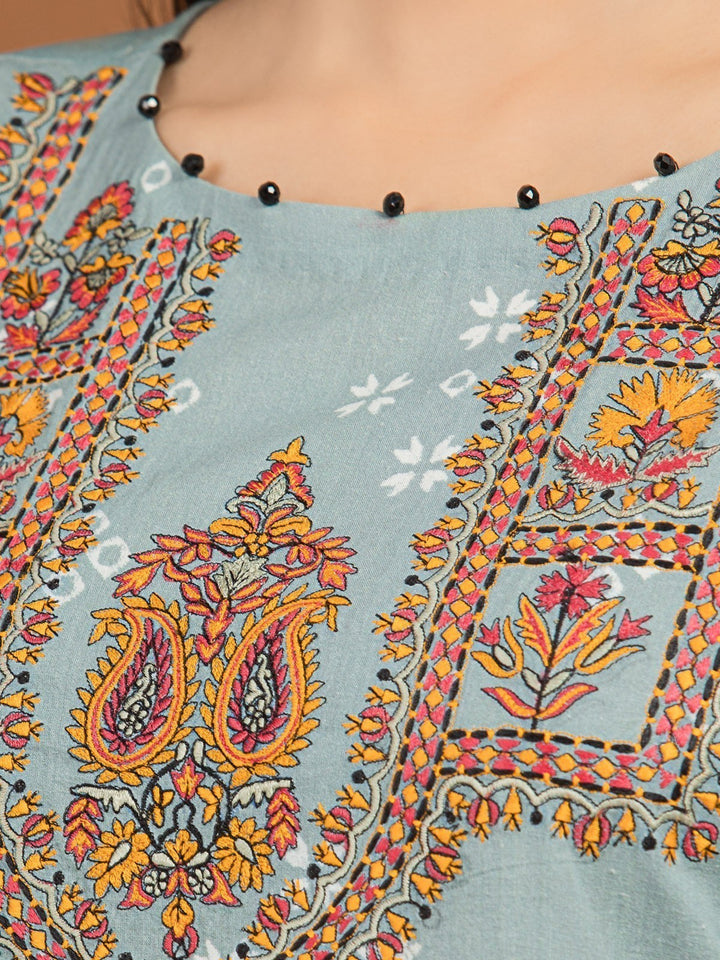 EWU22V13-24031 Unstitched Light Grey Embroidered Viscose 3 Piece