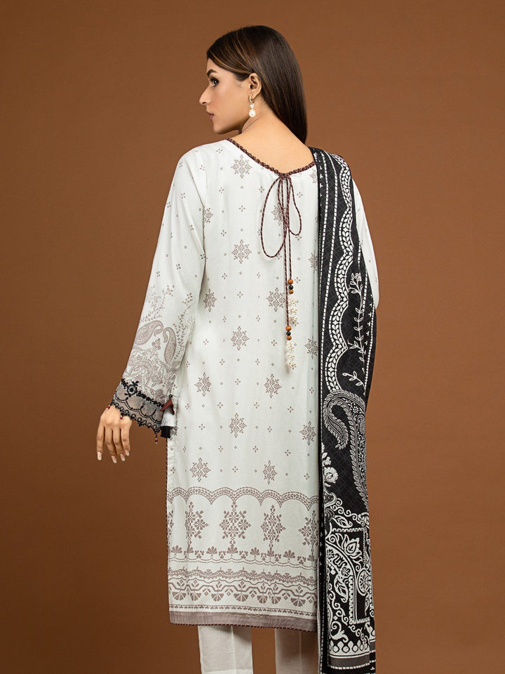 EWU22V13-24043SD Unstitched White Embroidered Viscose 2 Piece