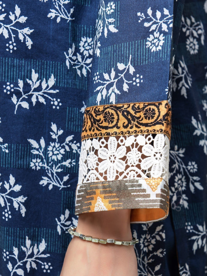 EWU23A1-26239 Unstitched Navy Blue Printed Lawn 3 Piece