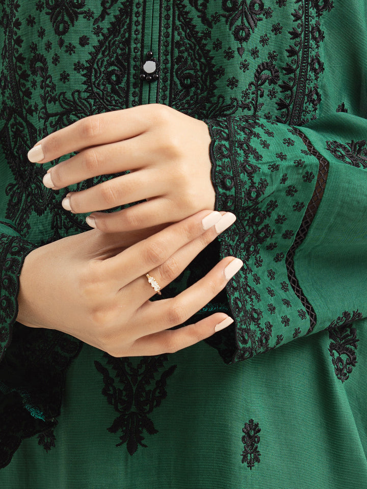 EWU23V16-26638-3P Unstitched Green Embroidered Raw Silk 3 Piece