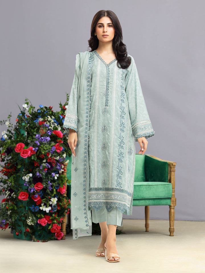 EWU23V7-26740-3P Unstitched Mist Blue Embroidered Dobby 3 Piece