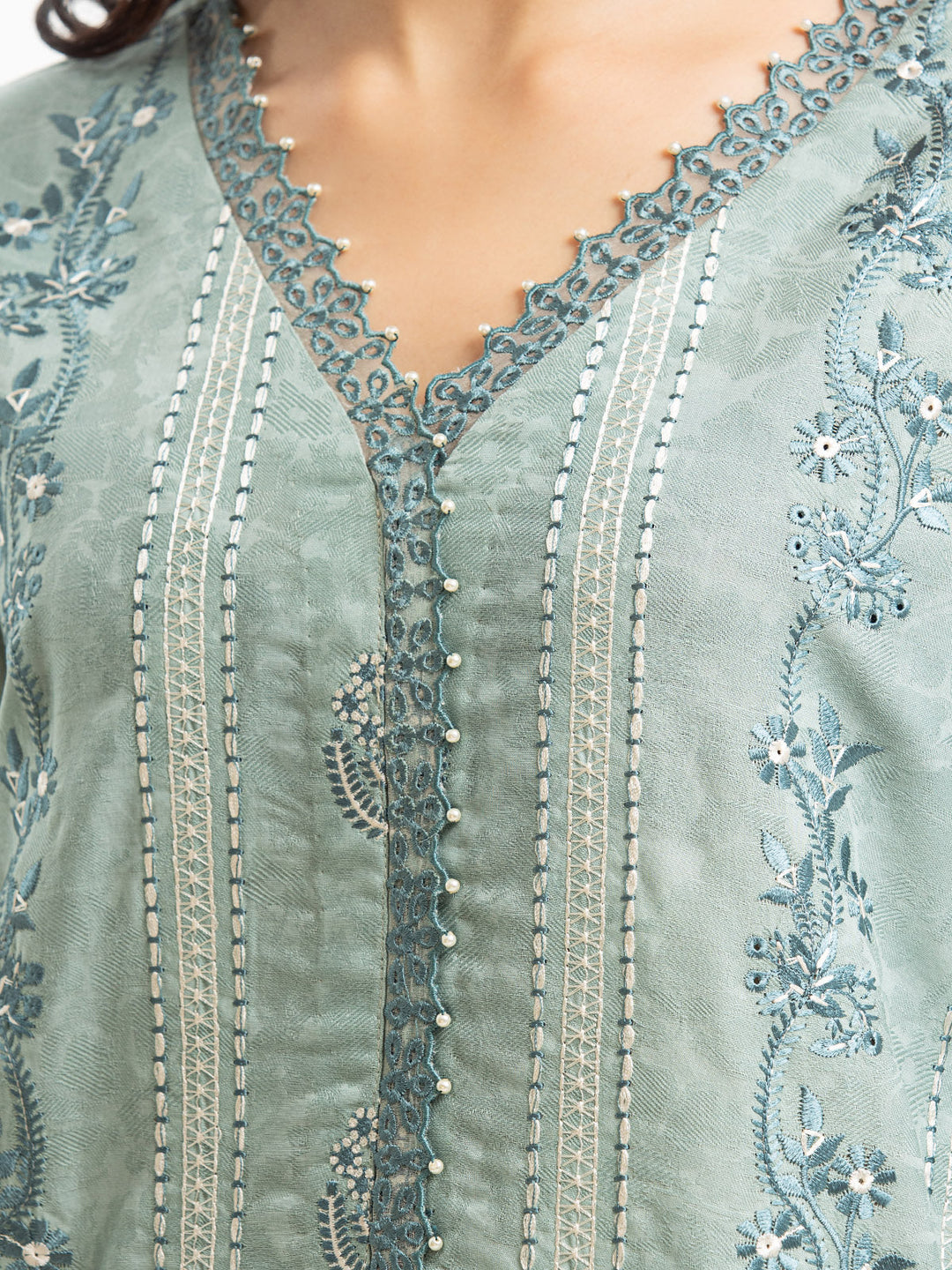 EWU23V7-26740-3P Unstitched Mist Blue Embroidered Dobby 3 Piece
