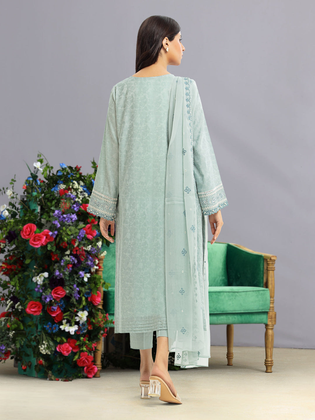 EWU23V7-26740-3P Unstitched Mist Blue Embroidered Dobby 3 Piece