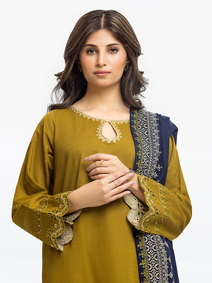 Pret 3Pc Embroidered Khaddar Suit - EWTKE23-68797-3P