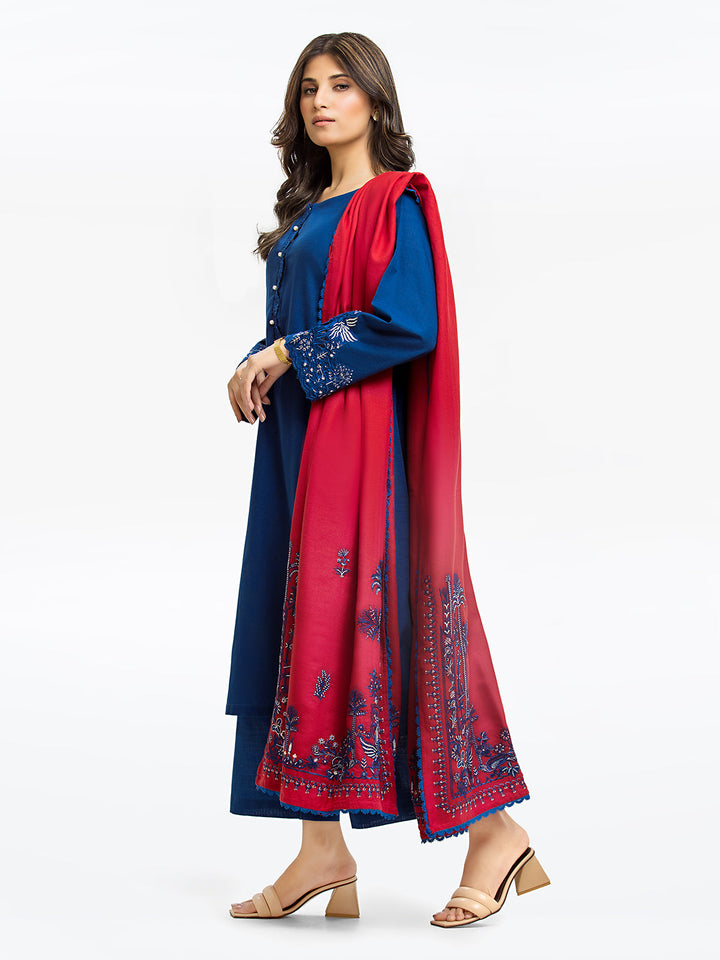 Pret 3Pc Embroidered Khaddar Suit - EWTKE23-68800-3P