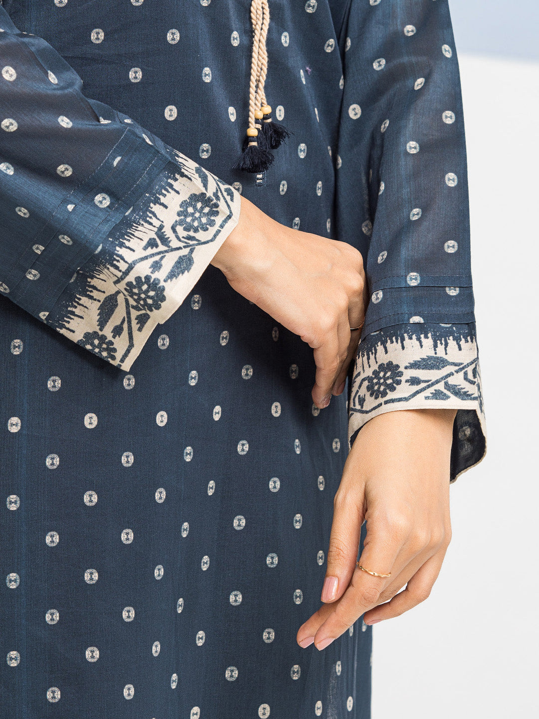 EWU24A1-28208-3P Unstitched Navy Printed Lawn 3 Piece