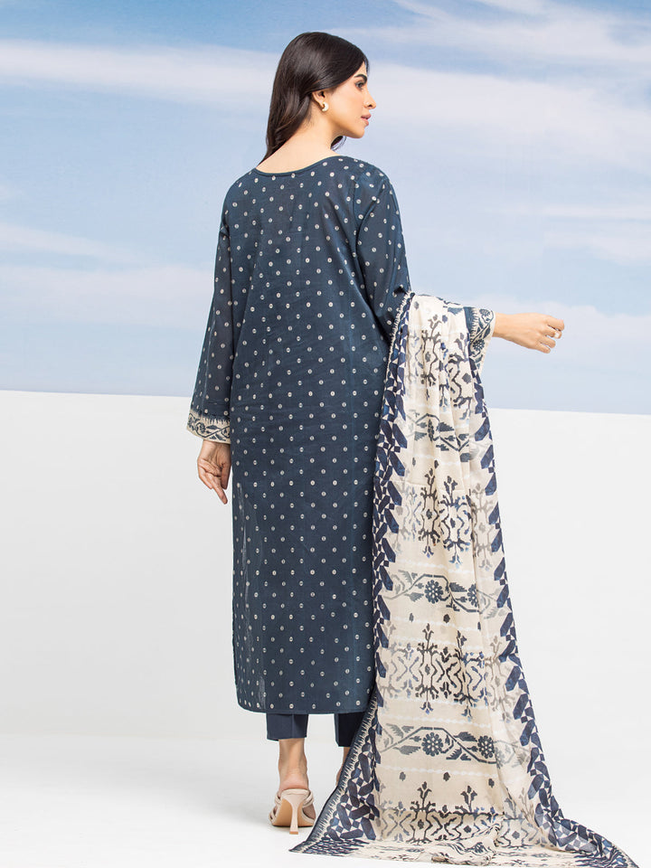 EWU24A1-28208-3P Unstitched Navy Printed Lawn 3 Piece
