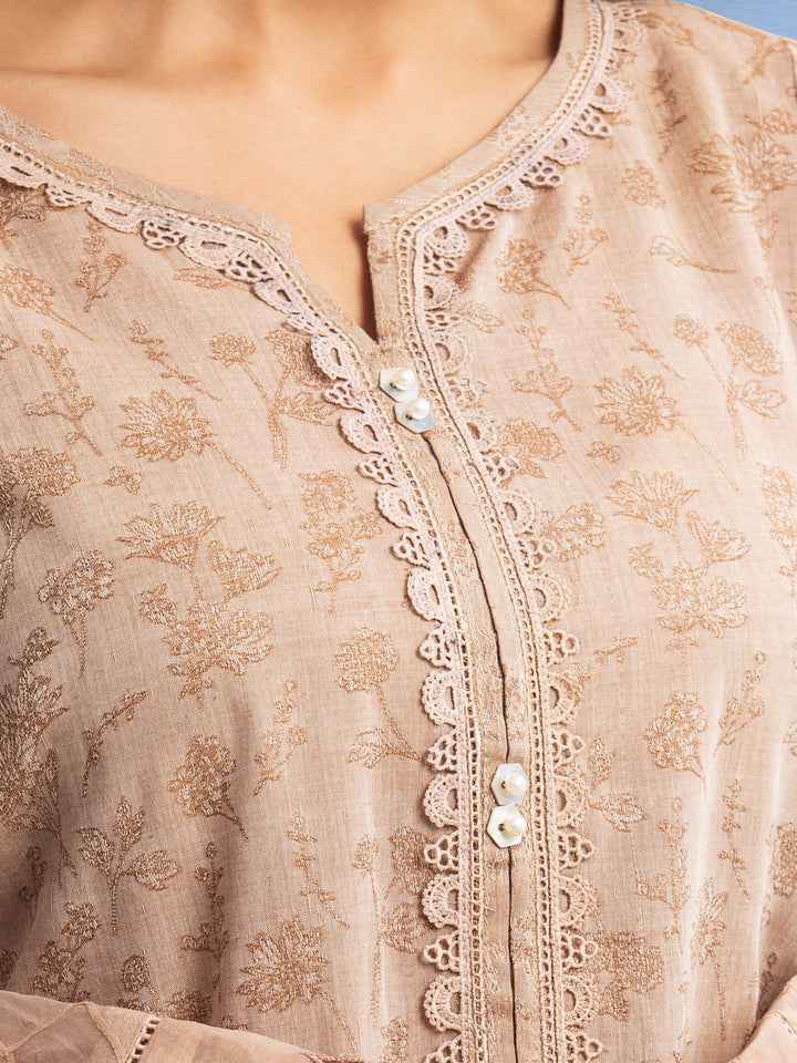 EWU24V3-28788-3P Unstitched Light Brown Embroidered Jacquard 3 Piece
