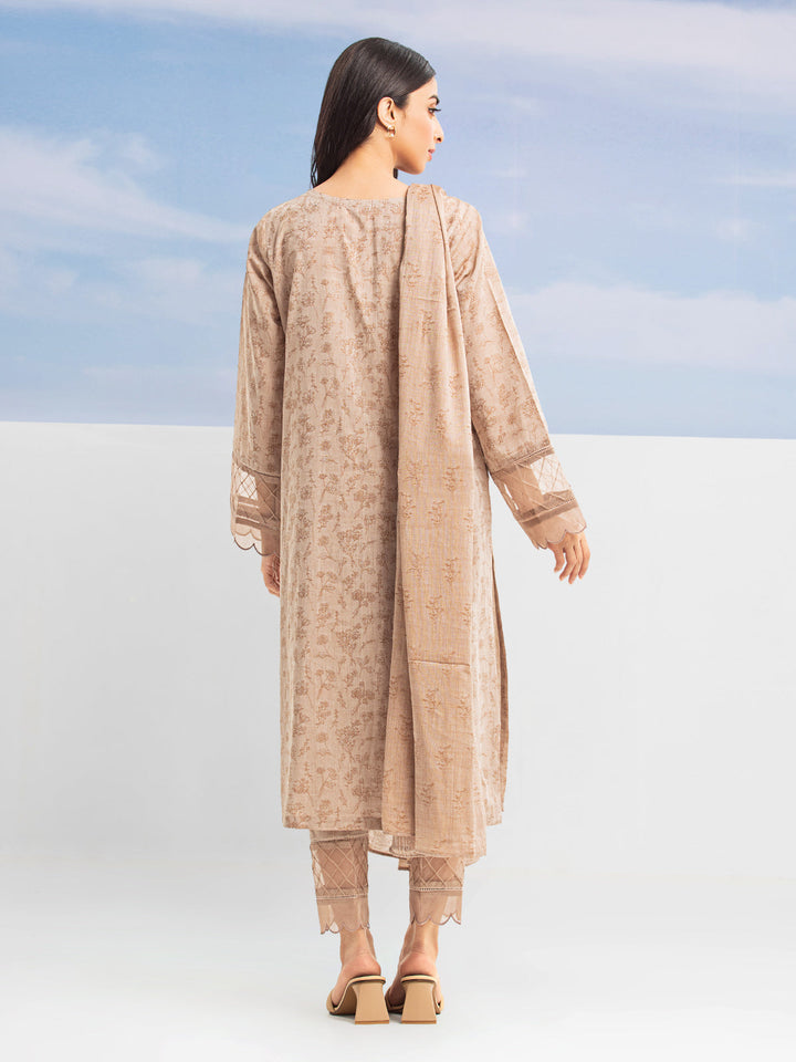 EWU24V3-28788-3P Unstitched Light Brown Embroidered Jacquard 3 Piece