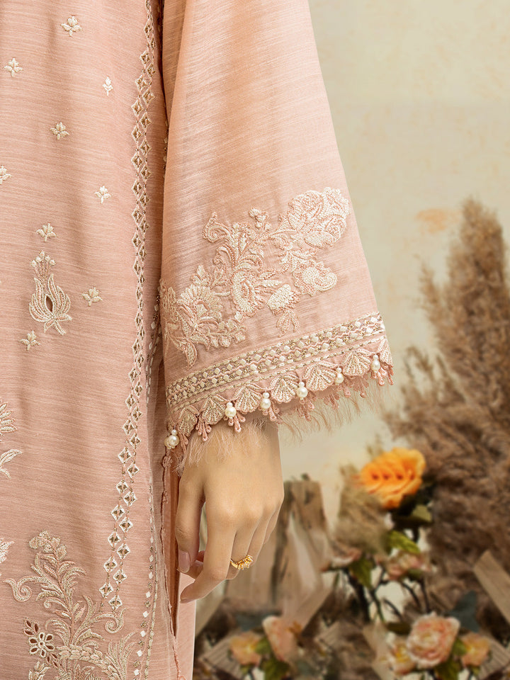 EWU24V6-28735-3P Unstitched Peach Embroidered Chanderi 3 Piece
