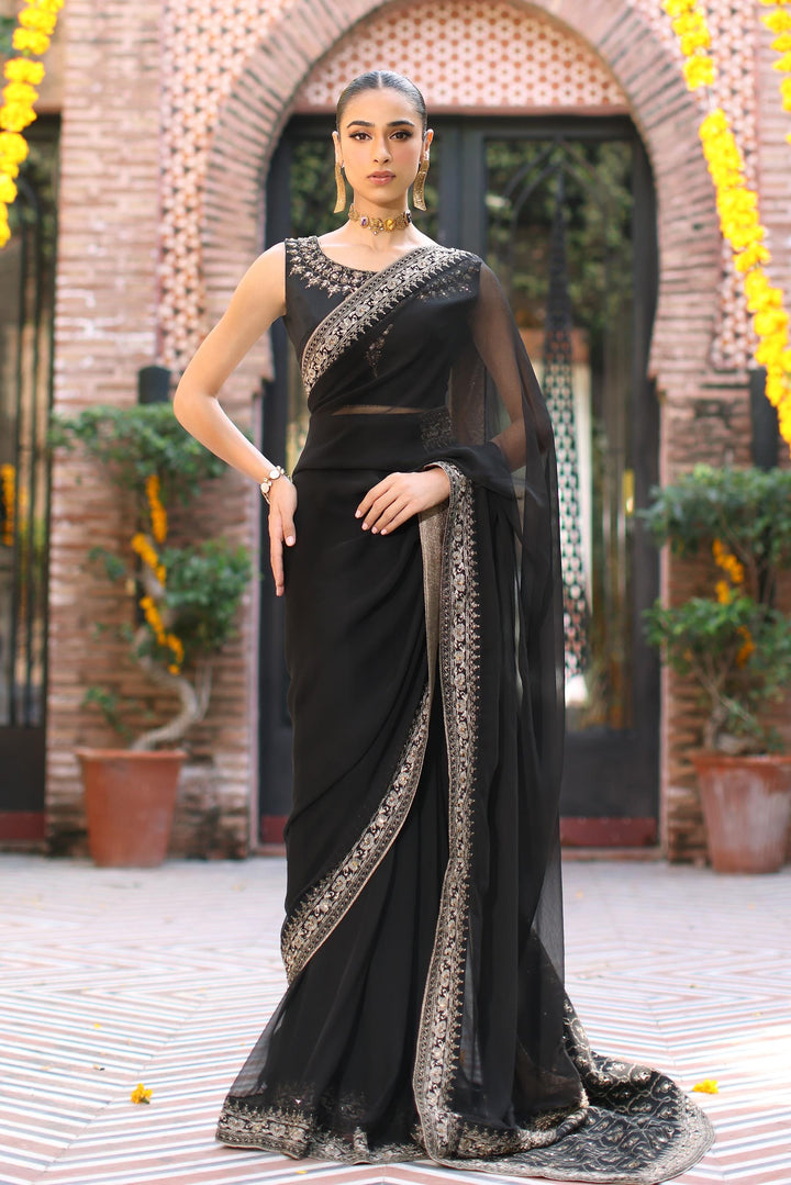 DUSTED BLACK SARI (AA5008)