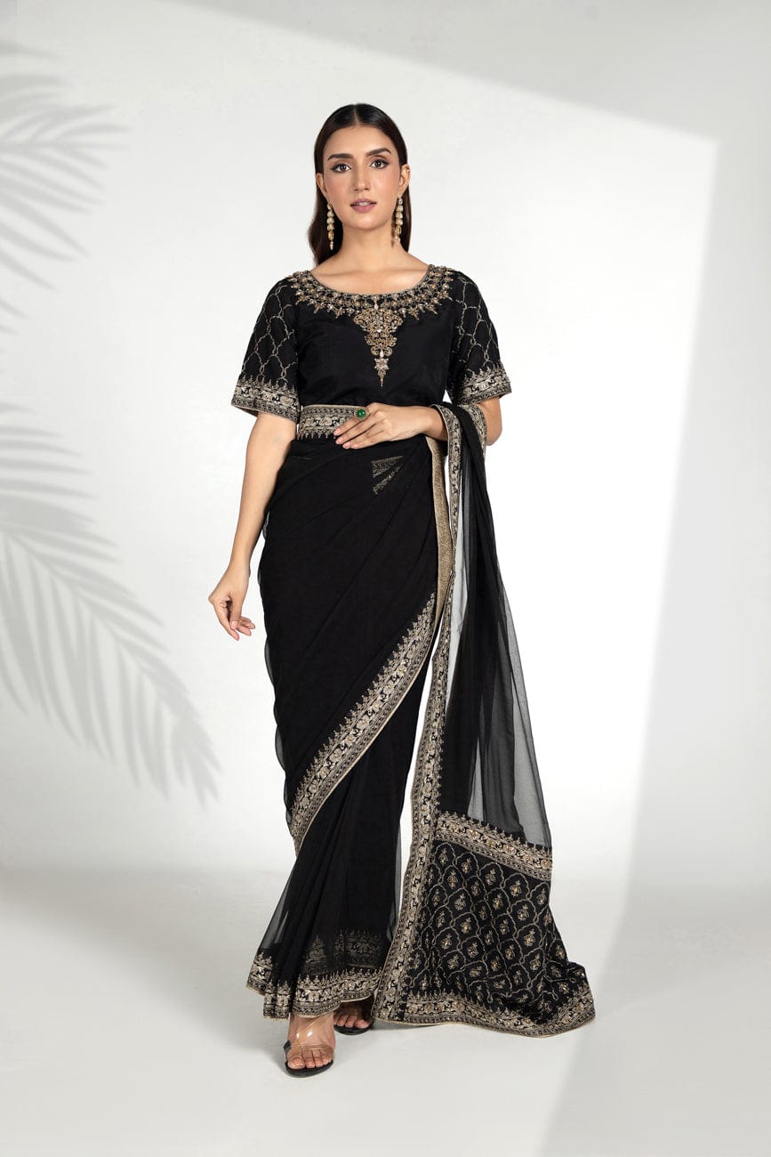 DUSTED BLACK SARI (AA5008)