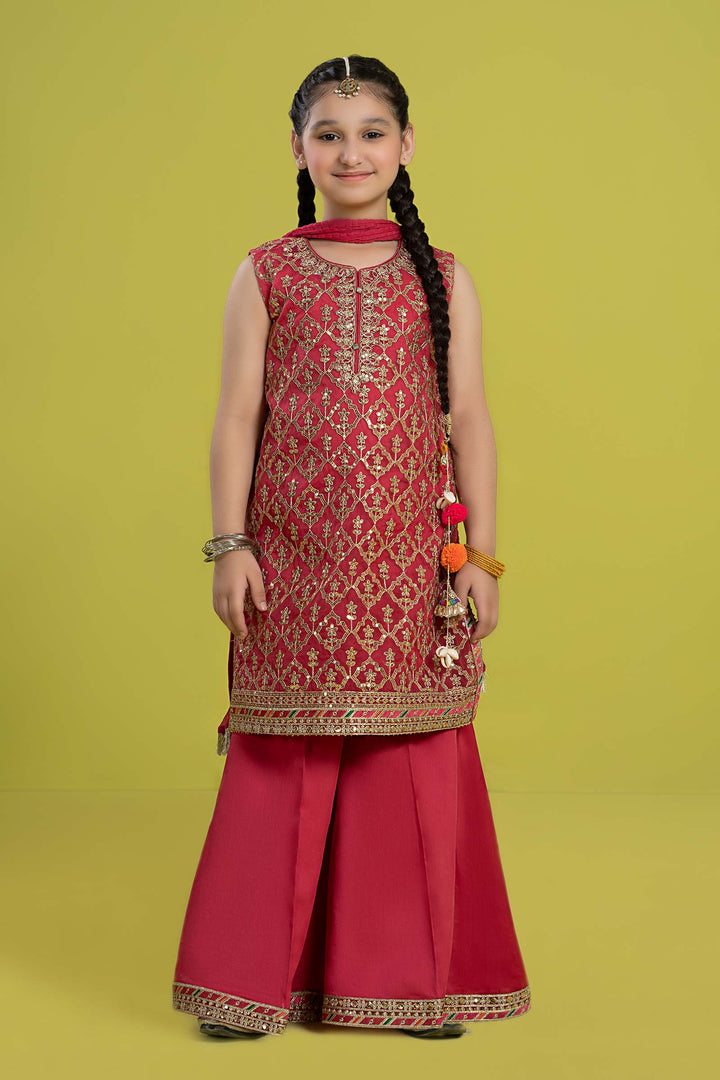 3 PIECE EMBROIDERED ORGANZA SUIT | MKS-EF24-14