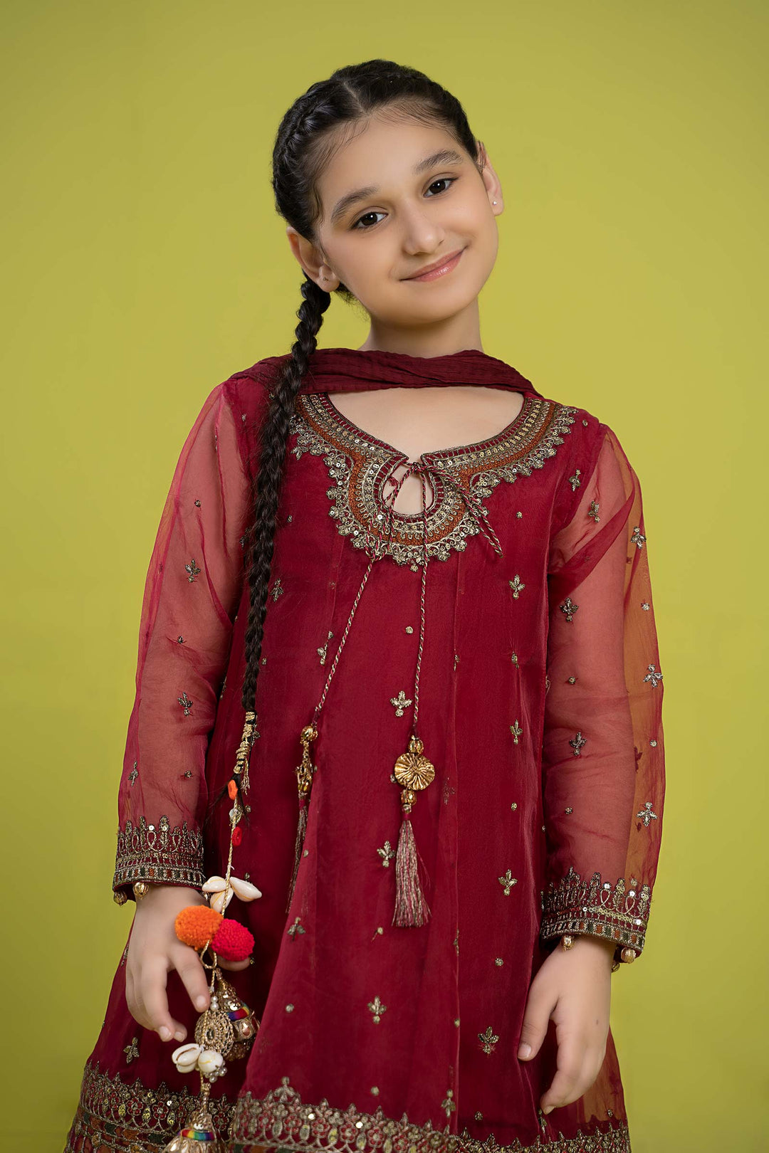 3 PIECE EMBROIDERED ORGANZA SUIT | MKS-EF24-16