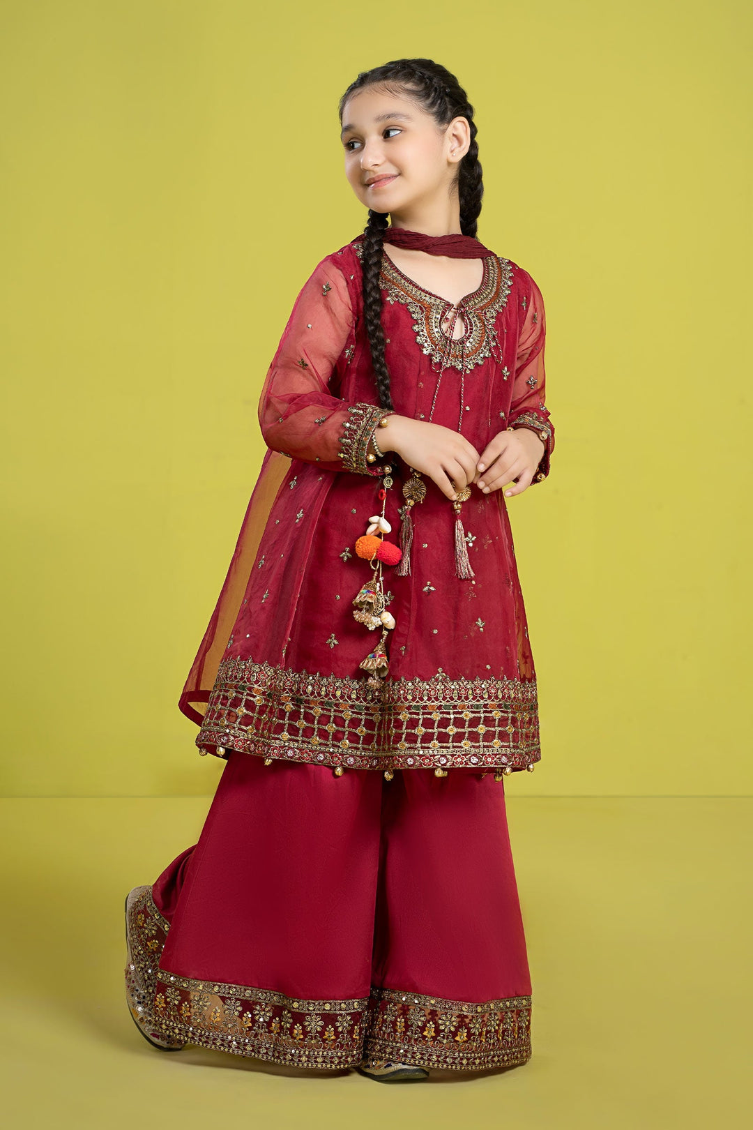 3 PIECE EMBROIDERED ORGANZA SUIT | MKS-EF24-16