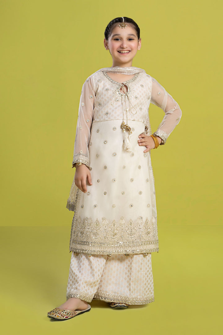 3 PIECE EMBROIDERED ORGANZA SUIT | MKS-EF24-25