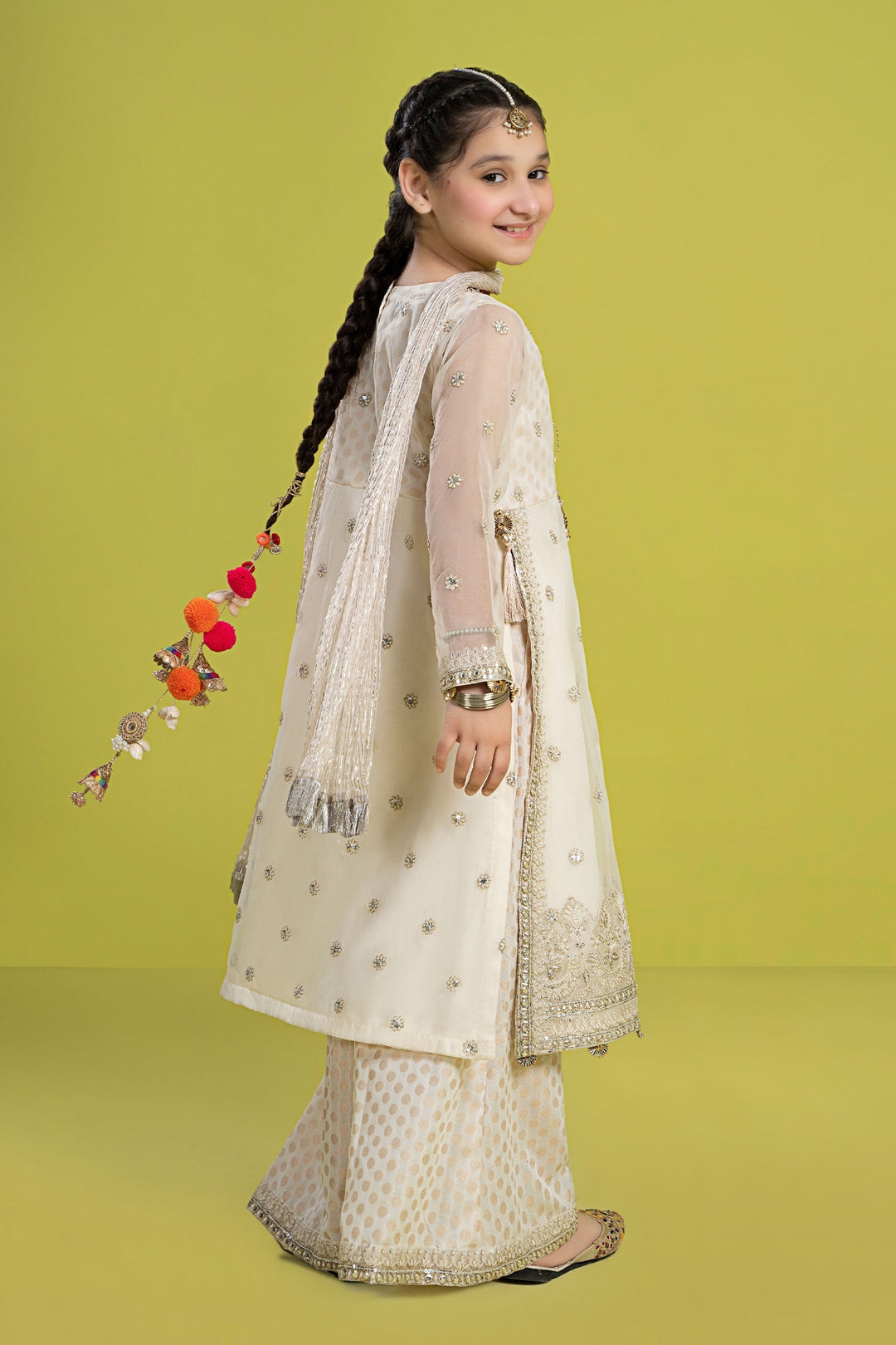 3 PIECE EMBROIDERED ORGANZA SUIT | MKS-EF24-25