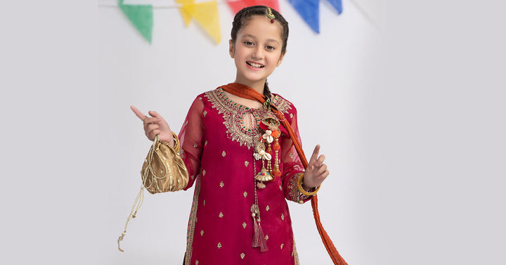 3 PIECE EMBROIDERED ORGANZA SUIT | MKS-EF24-12